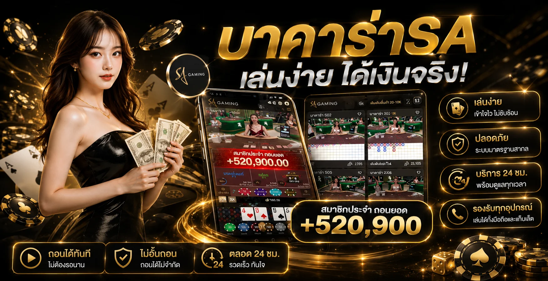 คาสิโนออนไลน์ WEWIN999 บาคาร่าสดถ่ายทอดจากห้องจริง